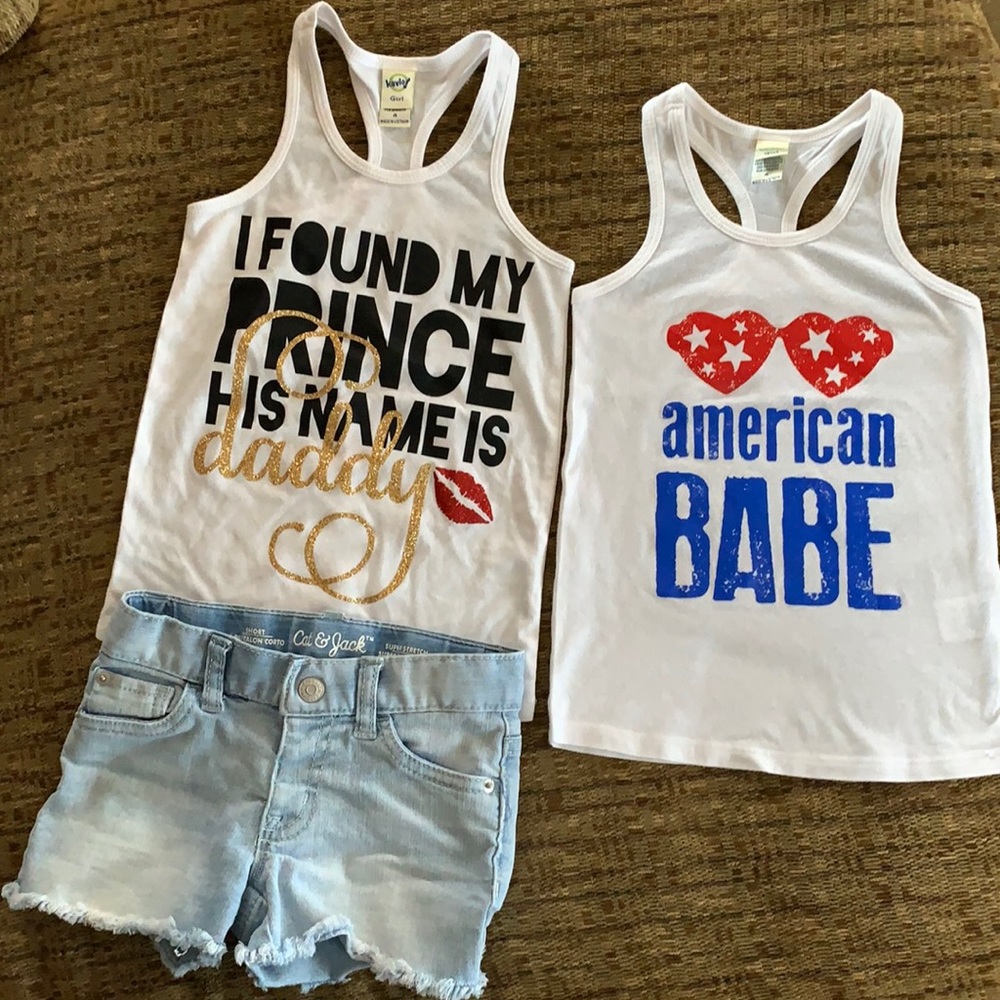 Cat & Jack Shorts & 2 Kavio Tank Tops